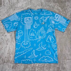 Nike Men's T-Shirt Basketball Max 90 Bird Just Do It Loose Fit Blue - Medium